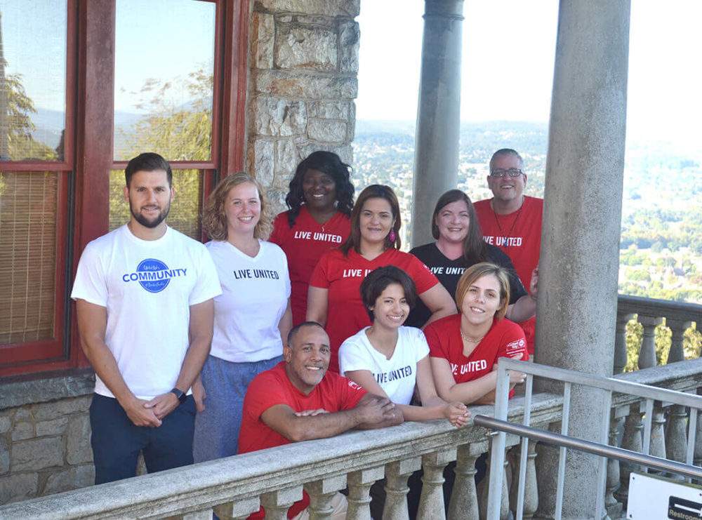 United Way of Berks County Loaned Campaign Specialists in Live United shirts at the Pagoda