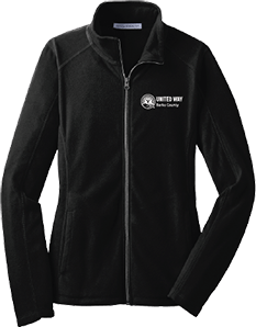 A black full zip fleece jacket with the United Way logo on the left chest
