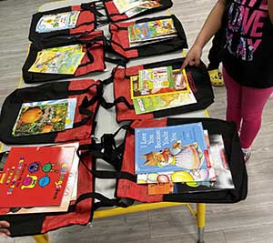 A variety of children's box are laid out on a table